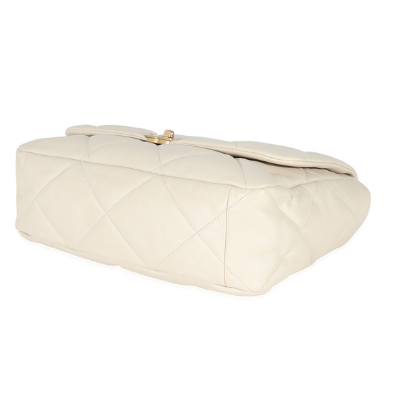 Chanel Ivory Shiny Quilted Lambskin Maxi Chanel 19 Flap Bag - Picture 6 of 7